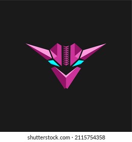 
Purple modern robot head illustration design with 3d effect forming letter v