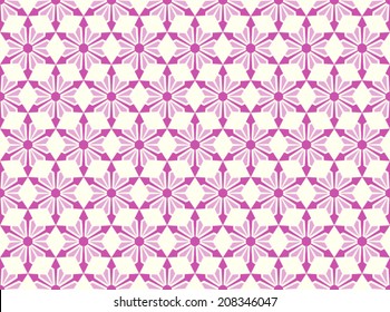 Purple modern star and circle and arrow shape seamless pattern. Fashionable flower for graphic or classic smart design