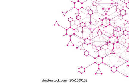 purple molecular mesh background, circles, dashes and polygons