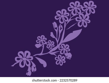 Purple monochromatic flower. Vector graphics in a minimalist style for prints, postcard advertising.