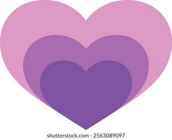 purple monochrome color heart shape, isolated on white background. heart shape vector illustration.