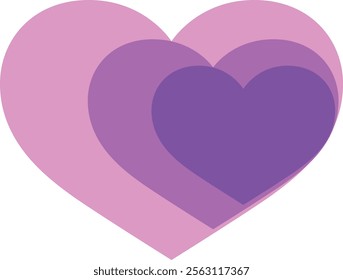 purple monochrome color heart shape, isolated on white background. heart shape vector illustration.