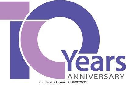 Purple monochrome color number 10 with word years anniversary.