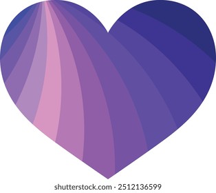 purple monochrome stripes color in heart shape, heart shape vector illustration.
