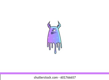 Purple Monster Annoyed. Vector Illustration. Isolated on white background.
