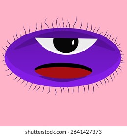 Purple Monster Eye with Vibrant Colors and Quirky Illustration Style