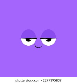 Purple monster face with eyes and mouth