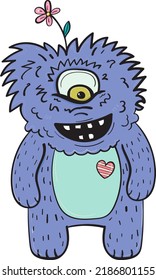 Purple monster with a flower on its head