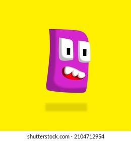 purple monster with happy expression