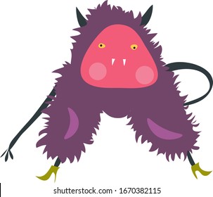 Purple monster, illustration, vector on white background.