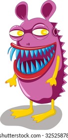 Purple monster with sharp blue teeth