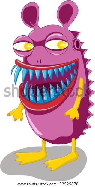 Purple Monster Sharp Blue Teeth Stock Vector (Royalty Free) 32525878