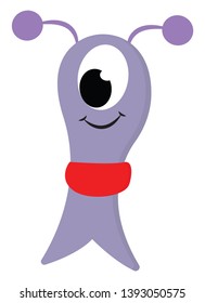 A Purple Monster With Ugly Big Eyes Wearing Red Scarf Vector Color Drawing Or Illustration