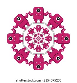 Purple monstersception drawing vector art on a white background.