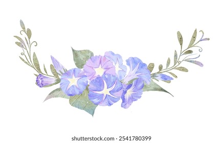 Purple Morning Glory Bouquet Flower Frame Background Design