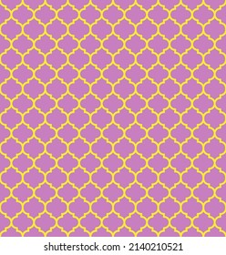 Purple Moroccan pattern with yellow edge. Yellow border on purple surface.
