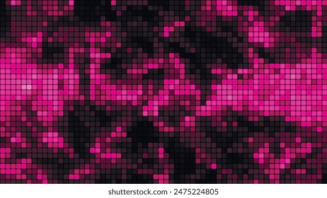 Purple mosaic background in technology concept. Abstract multicolored LED squares. Technology digital square lilac color background. Bright pixel grid background. Vector background