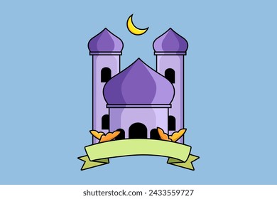 Purple Mosque Cartoon Illustration Design