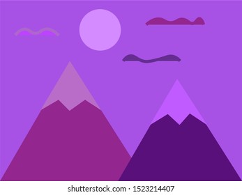 purple mountain with flat style vector
