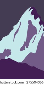 Purple Mountain Landscape Vector Illustration Fantasy Violet Alpine Peaks Background