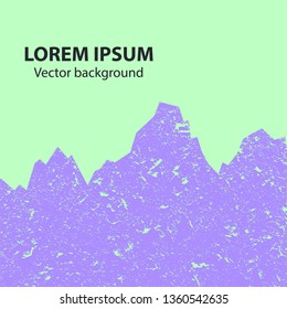 
Purple mountain on a green background. Banner in grunge style. Retro style. Stylized antique.