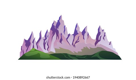 Haipeaks von Felsgebirgen, grüne Grashügel