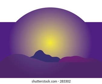 Purple mountains at sunset