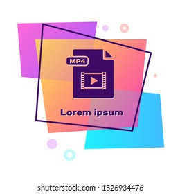 Purple MP4 file document. Download mp4 button icon isolated on white background. MP4 file symbol. Color rectangle button. Vector Illustration