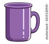 purple mug drink beverage flat color vector illustration template design