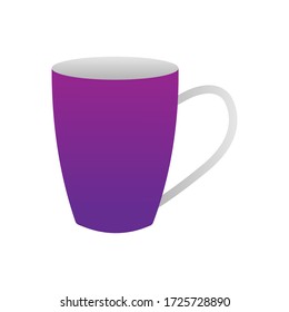 Purple mug with a large handle.Flat illustration.Tea party.Tableware for the office or kitchen.A cup.Vector illustration