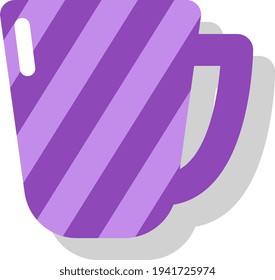 Purple mug with stripes, illustration, vector on a white background