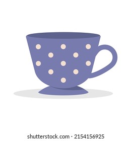 Purple mug with white polka dots. vector illustration