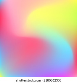 Purple Multicolor Curve Blurred Color Swirl Gradient Mesh. Light Liquid Neon Fluid Happy Gradient Background. Yellow Blue Water Pink Blurry Texture. Green Wavy Dynamic Pastel Rainbow Background.