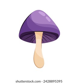 Purple mushroom in flat style on a white background. Vector illustration of a mushroom.