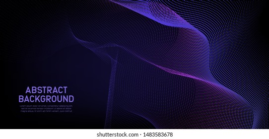 Purple music abstract background. Equalizer for music, showing sound waves. Dark template with blend shapes. Vector Illustration.