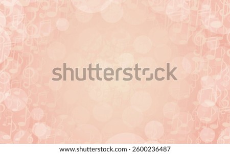 Purple music backgPink music background with notes. Bokeh backdrop with falling and floating treble clefs, notes and space for text. Musical illustration for design, flyers, posters, awards, scrapbook