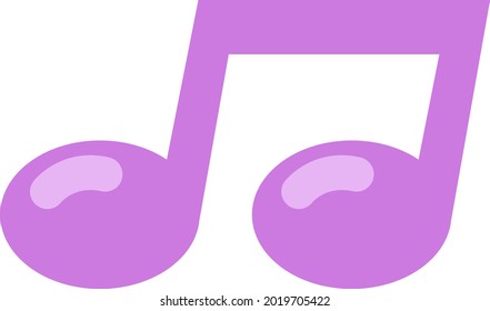 Purple music note, illustration, vector on a white background.