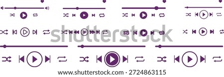 Purple music player interface icons and sliders controls