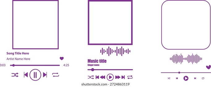 Elementos de UI do Purple Music Player com Detalhes da Música
