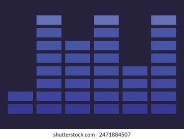 Purple music volume bars on dark blue background.