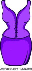 Purple narrow dress, illustration, vector on white background