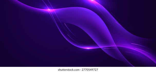 Purple neon abstract background with flowing wave shapes.