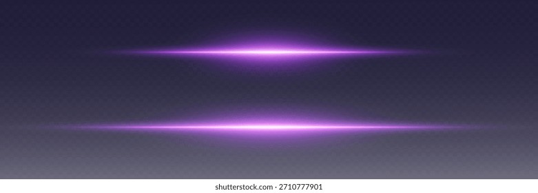 Efecto de líneas brillantes de neón púrpura. Sobre un fondo transparente.