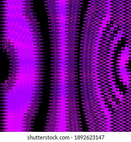 Patrón de neón morado brillando sobre fondo negro. Ilustración abstracta con luces brillantes. Efecto neón desdibujado. Ilustración vectorial brillante