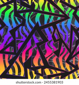 Purple neon lines. Seamless pattern