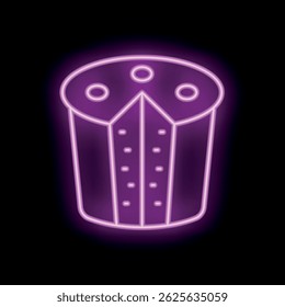 Purple neon sign depicting a traditional italian christmas cake with raisins, perfect for holiday themed designs
