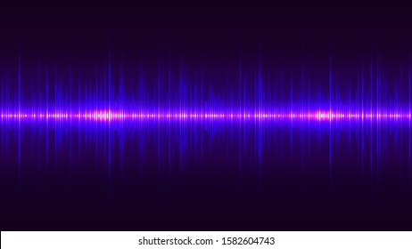 Purple neon sound wave, pulse of audio signal. Abstract spectrum equaliser