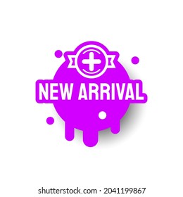 Purple New Arrival Icon Label Sign Brand Tag Banner Ribbon Isolated Background Vector Design Style Illustration