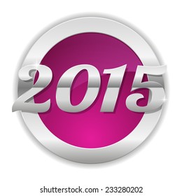 Purple new year 2015 button