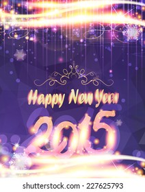 Purple New Year background with sparkles and snowflakes